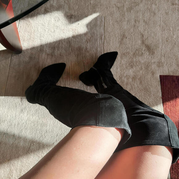 Splendid Over the Knee Suede Leather Boots Black Size 10 - Picture 3 of 11